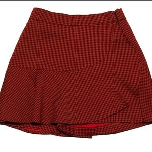 Zara Red Plaid Mini Skirt